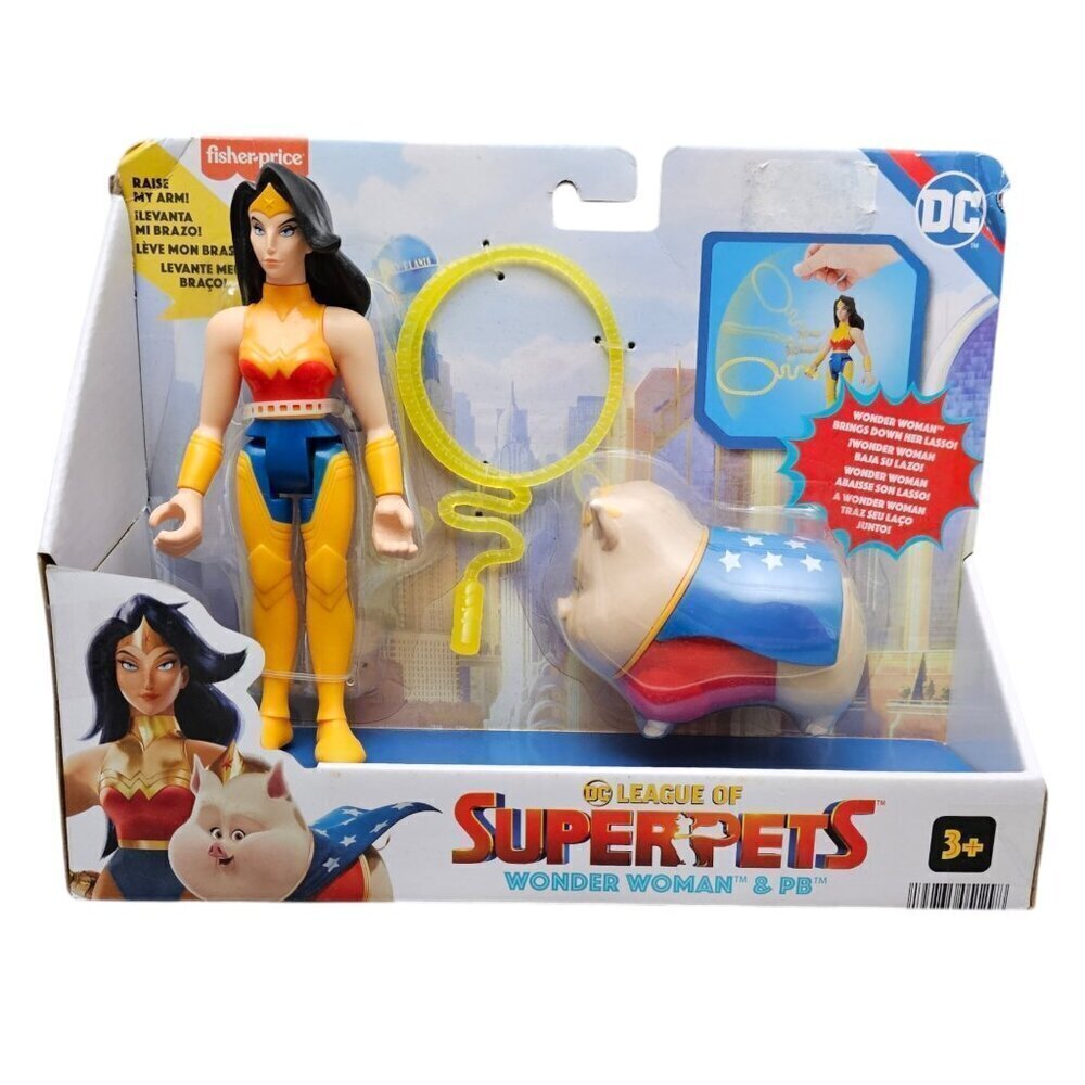 DC League of Super-Pets Fisher-Price New Wonder Woman & PB Mattel Figure Set